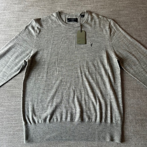 AllSaints Other - AllSaints Merino Wool Sweater Mens XL Grey NEW Ramskull Crew Neck Pullover